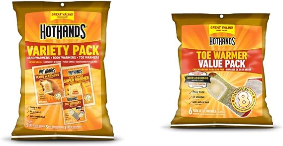 HotHands Toe, Hand, Body Warmer Variety Pack - Long Lasting Safe Natural Odorless Air Activated Warmers
