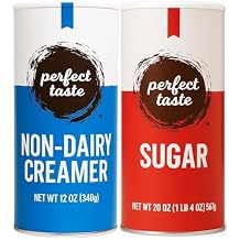 Perfect Taste Coffee Companion Set 20 oz Granulated Sugar + 12 oz Non-Dairy Creamer Canisters Shelf-Stable & Resealable Packaged by CMC Products