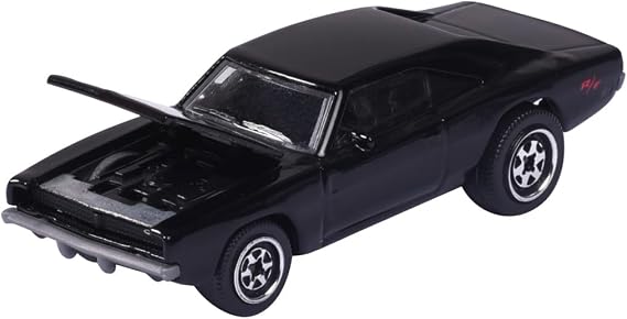 Majorette - Dodge Charger R/T Vintage Auto – Spielzeugauto Maßstab 1:64 (75 cm) mit Sammelkarte Modellauto für Kinder ab 3 Jahren Durchsichtig