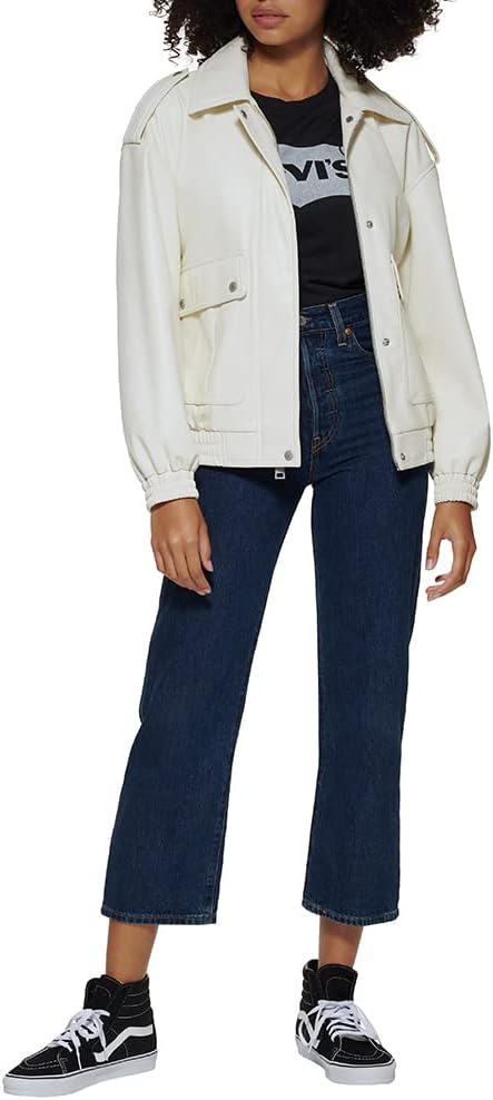 Levi's Women's Oversized Faux Leather Dad Bomber Jacket