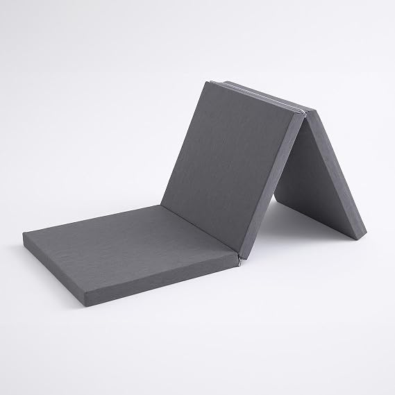 Homedius Asos Sponge 3 Folding Bed Folding Floor Bed Single Sponge Folding Cushion Bed 70x180x6 cm Grey