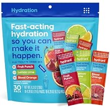 Hydrant - Hydration Powder Variety Pack, 30 Individual Instant Electrolyte Rehydration Packets - Low Sugar Drink Mix for Daily Use, Travel & Workouts