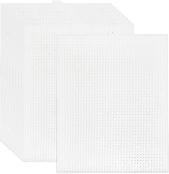 BUYGOO 20 Pack 7 Count Clear Plastic Mesh Canvas Sheets for Embroidery, Acrylic Yarn Crafting, Knit and Crochet Projects - 10.5'' x 13.5''
