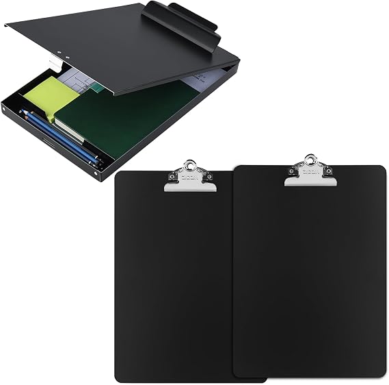 ZCZN Recycled Aluminum Storage Clipboard 9.25 x 13.78 Inches+ 2 Pack Metal Clipboard with Large Capacity Clip 12 x 9 Inches (Black)