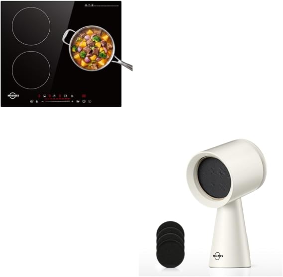 60 cm Induction Hob with 3 Cooking Zone &Portable Range Hood white