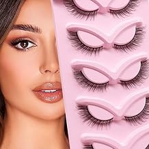 Veleasha Fox Eye Lashes L Curl Fluffy False Eyelashes 5 Pairs Pack Cat Eye Lashes Wispy & Lightweight Fake Eyelashes for Doll Eye Makeup (Foxy 05)