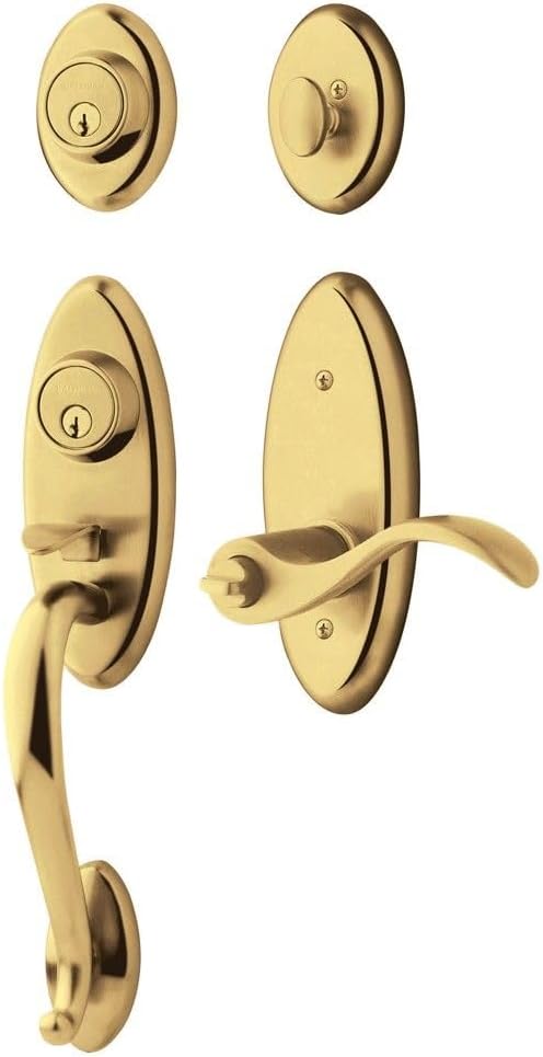 Baldwin 85345.2LH Landon Single Cylinder Two Point Handleset with Left Handed Wa, Lifetime Polished Brass