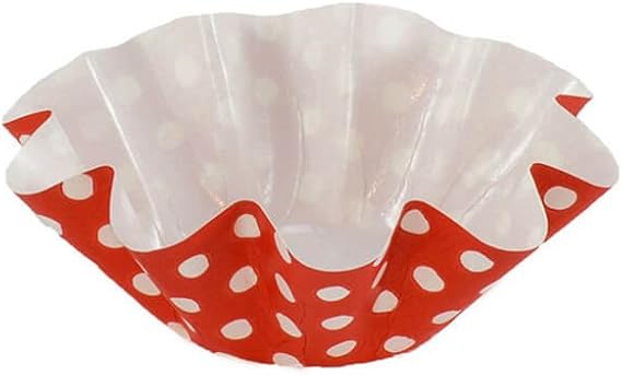 Brioche/Floret Baking Cup 1-7/8 Inch Bottom Diameter. x 1-3/8" High, Red with White Dots - Pack of 50
