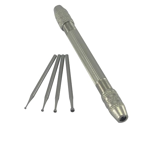 4 Pcs Round Cup Burr, 3/32'' Shank Wire Rounder Bits with Hand Drill Wire Twisting Tools(Burr Size: 1mm/1.4mm/1.8mm/2.3mm)