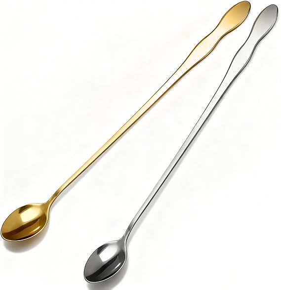 2 PCS Long Coffee Spoons,7.8 Inch Coffee Stirrers,Ice Tea Spoons,Stainless Steel Iced Tea Spoon for Coffee Bar Accessories Tea Mixing Cocktail Stirring Coffee Milkshake Cold Drink (7.8 inch)