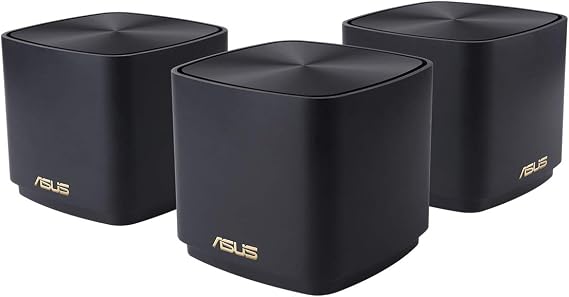 ASUS Ai Mesh AX-WLAN System ZenWiFi XD4 Black (3-in-1 Mesh Access Point Set AX1800 WiFi 6 2x Gigabit LAN App Control Uninterruptible Roaming AiProtection)