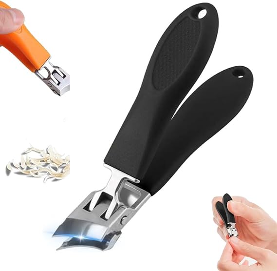 Wide Opening Anti-Splash Slanted Nail Clipper, 2026 Slanted Nail Clippers, Curved Toenail Clippers for Thick Toenails, Ingrown Nail Clippers Wide Clippers for Women Men (Black)