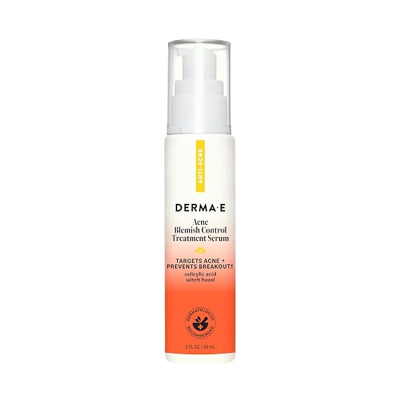 DERMA E Acne Spot Treatment, Acne Blemish Control Treatment Serum, 2 Fl Oz, Clinically Studied to Help Fight Blackheads, Breakouts and Cystic Acne for Clearer Looking Skin
