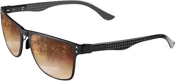 Mens Carbon Fiber Polarized Sunglasses Lightweight Rectangular Frame UV Protection Shady Sun Glasses for Driving