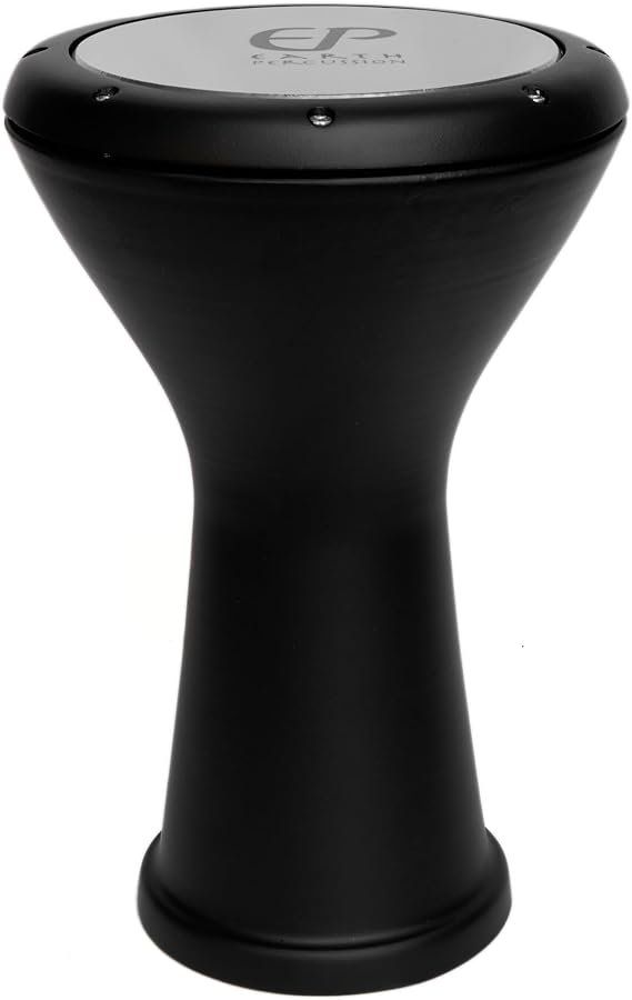 Black Arabic Darbuka Doumbek Drum, Deep Dum & Clear Tak, Solo or Bass, Case Included (Solo)