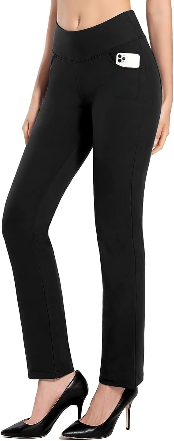 MOVE BEYOND Buttery Soft Women's Bootcut Yoga Pants with 4 Pockets Tummy Control Workout Bootleg Work Pants