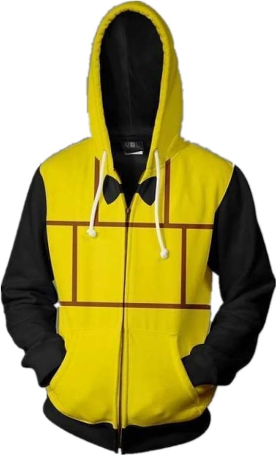 Adult 3D Printed Hoodie Fashion Bill Cosplay Costume Coat L Yellow