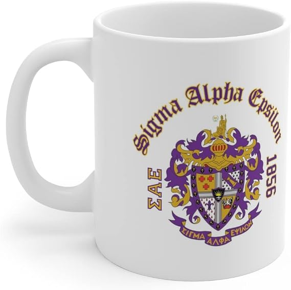 Greekgear Sigma Alpha Epsilon Crest & Year Ceramic Coffee Cup, 11oz