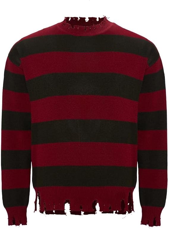 MyheroCos Men's Sweater Striped Knitted Jumper Sweater Halloween Costume