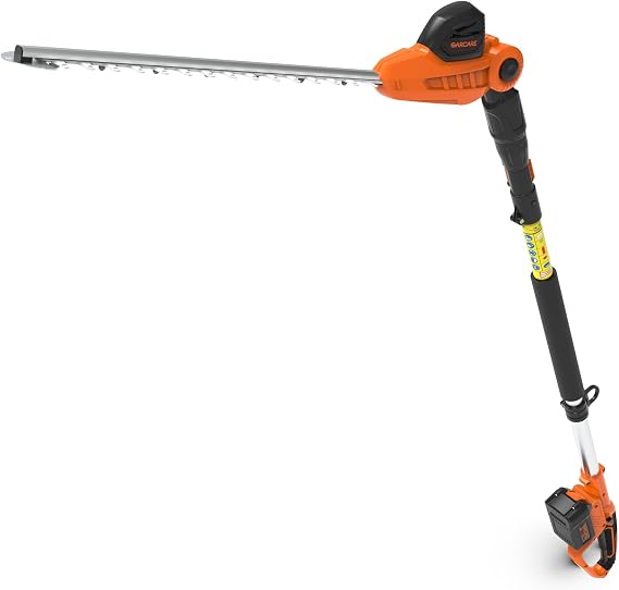 GARCARE Pole Hedge Trimmer Cordless with 20V 4.0Ah Li-Ion Battery & Quick Charger, 450mm Laser Cut Blade