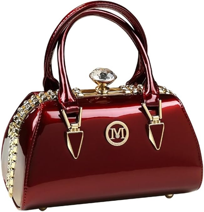Fashion Rhinestone Evening Bag for Women Top Handle Crossbody Handbags Leather Purses Small Hard Shoulder Bags