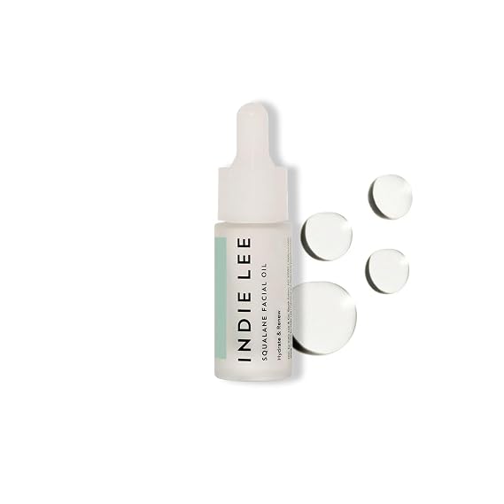 Indie Lee 100% Squalane Oil, 100% Olive-Derived Daily Multi-Use Face & Body Oil, Hydrating Non-Greasy Moisturizer for Dry Skin, Fine Lines & Wrinkles, Even Skin Tone, Brighten & Improve Texture, 10ml