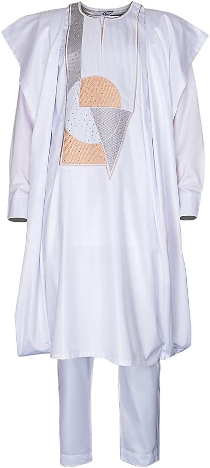 HD African Man Clothing Agbada Attire Embroidery Boubou Caftan 3 Pieces Outfit for Man Long Sleeves