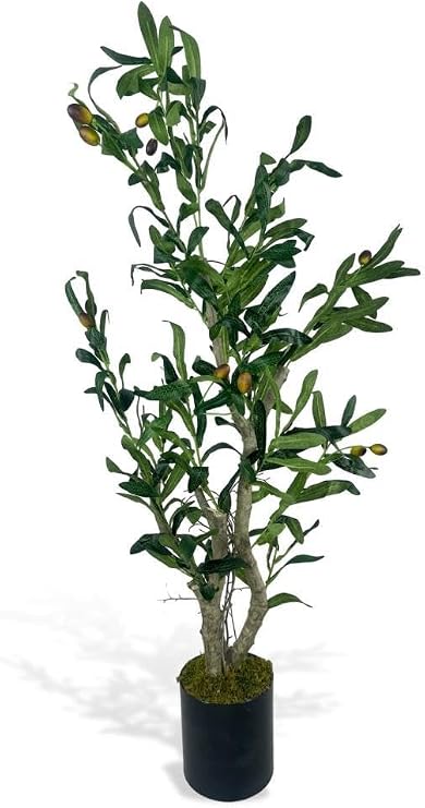 Yapay Çiçek Zeytin Ağacı Doğal Gövdeli Galvaniz Siyah Saksıda 95cm Yapay Ağaç