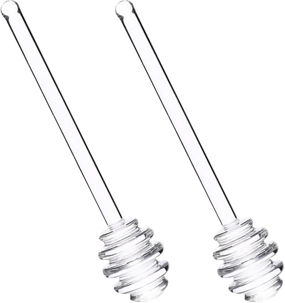 Gatuida 2pcs Honey Stirring Rods for Viscous Substances and Honey Glass Material with Design Wear-Resistant Long Handle Sticks Great for Wedding Favors and Packing