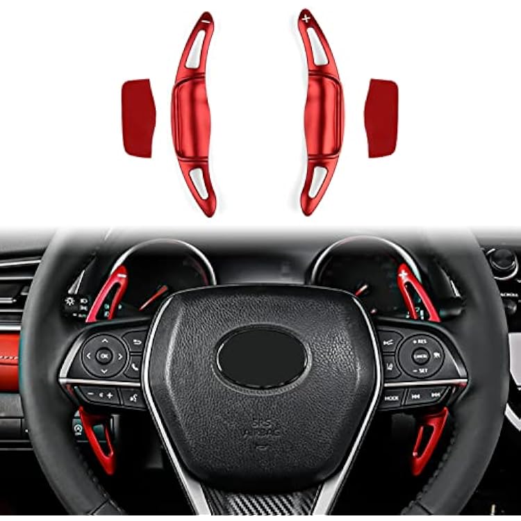 CKE Compatible with Toyota Camry 2026 2025 2024 2023 2022 2021 2020 2019 2018 for Corolla RAV4 Crown Avalon Accessories Sporty Car Paddle Shifter Extension Shift Paddle Cover Trims -Red