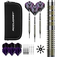 Accudart Soft Tip Dart Set 6.0 80% Tungsten Barrels, Deep Cut & Radial Grooves, Polycarbonate Shafts, Standard Flights, 6 Synthetic Leather Storage Case