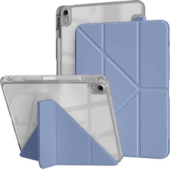 UnDePlus iPad 11.Nesil A16 11inç/10.Nesil 10.9inç ile uyumlu Kılıf Mika Trifolding Şeffaf Kalem Bölmeli