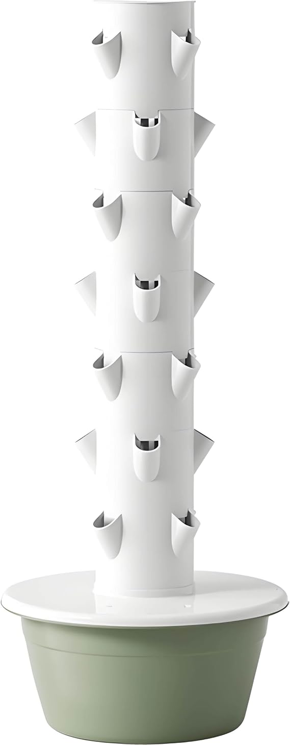 Hydroponics Tower Garden with Optional Pump for Small-Scale Farming, 10/16/25W, 20/28/36 Planting Holes, Suitable for Herbs, 7-Tier Design
