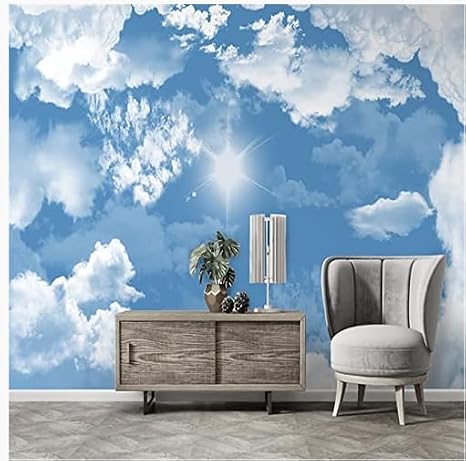 Sunshine Clouds 3D Custom Wallpaper, Sky Cloud Art Decor Paintings Mural for Kids Room, Living and Dining Areas, Home Decor, Office, Bedroom (Not Peel and Stick) - 48" W x 36" H/122x91cm