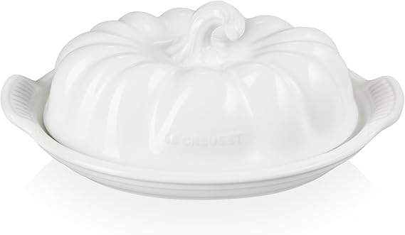 Le Creuset Stoneware Pumpkin Butter Dish, White