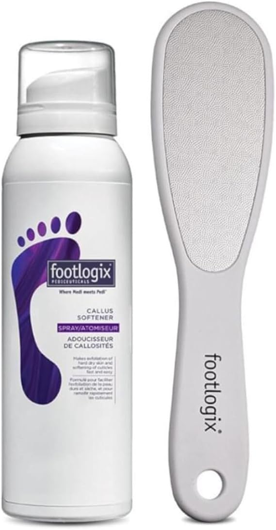 Footlogix Ultimate at Home Foot Care Combo. Includes Footlogix Callus Softener 125ml & Double Sided Stainless Steel Foot File. Suitable for All Skin Types.