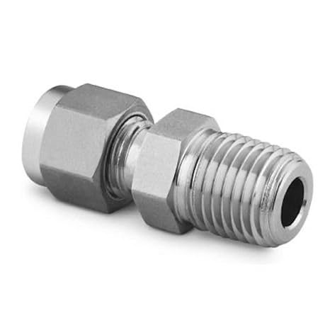 SS-10M0-1-4RT | Swagelok Tapered Thread Male Connector, 10mm Tube : OD Compression x 1/4" Male : ISO/BSP Tapered Thread, 316 Stainless