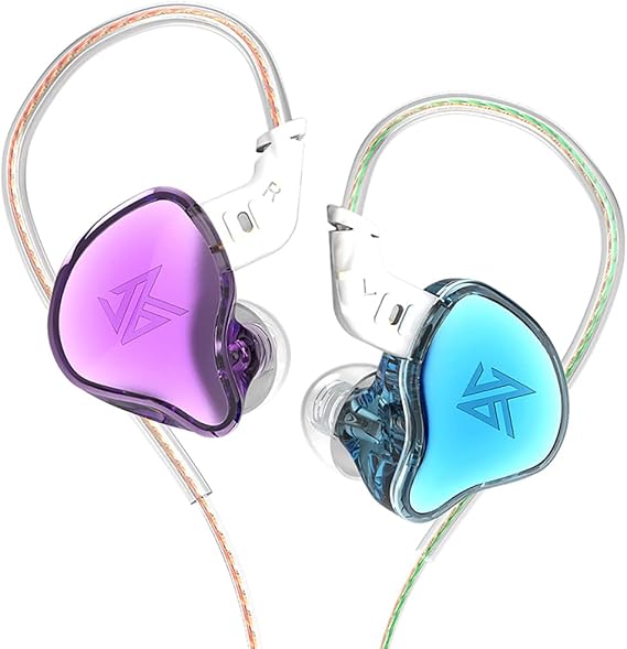 KZ EDC in-Ear Monitors, HiFi Stereo Stage/Studio IEM Wired Noise Isolating Sport Earphones/Earbuds/Headphones with Detachable Cable for Musician Audiophile (Without Mic, Blue & Purple)