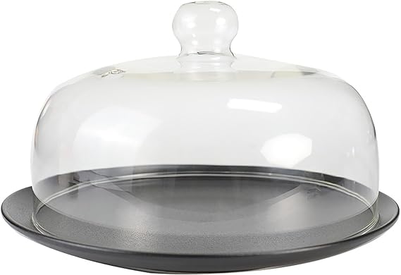 High Borosilicate Glass Microwave Cover for Food, Anti-Splash Microwave Plate Cover, Multi-Function Cake Dome, Easy Grip Handle, Dishwasher Safe,20cm