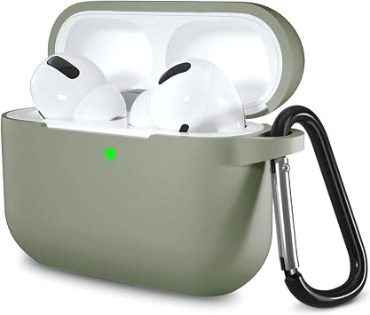 Lerobo Compatible with AirPods Pro Case Cover,Soft Silicone Protective Cases Cover Skin Designed for Apple AirPod Pro 2 Charging Case Women Men with Keychain Front LED Visible,Army Green
