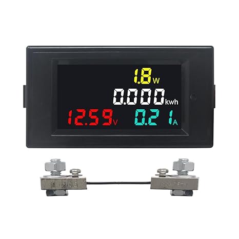 KETOTEK Ammeter Voltmeter DC 14-600V 100A Digital Multimeter Panel Power Energy Monitor Watt Meter DC Current Voltage Meter with 100A Shunt