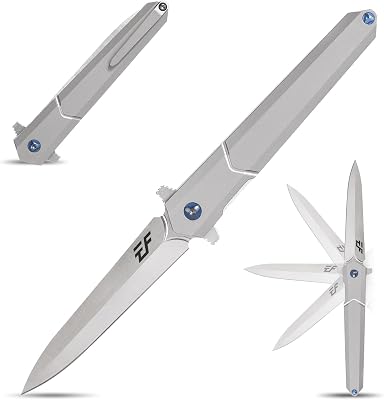 Eafengrow EF940 D2 Steel Blade Titanium Alloy Handle Outdoor EDC KnifeGray