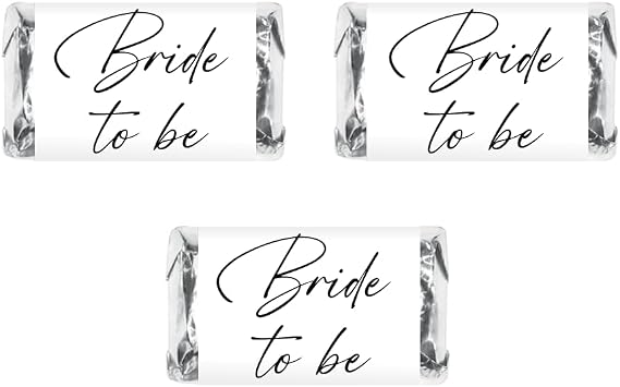 60 Bride to Be Mini Chocolate Candy Bar Wrapper, Modern Bachelorette Miniatures Candy Bar Stickers, Labels, Decorations for Bridal Shower, Bachelor, Candy Not Included. Made in USA