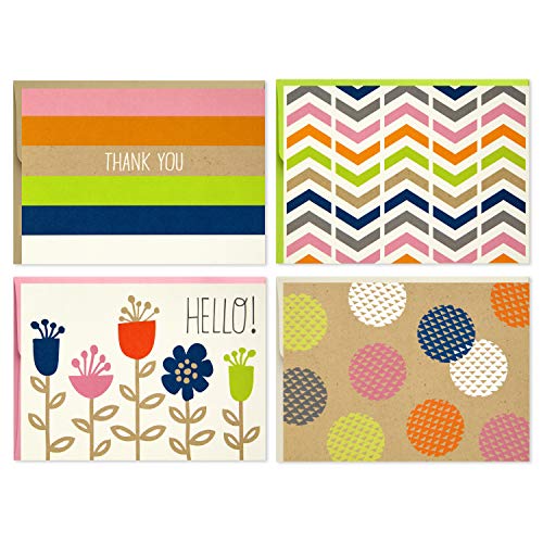 Hallmark Blank Cards Stripes, Dots, Flowers, 40 Cards with Envelopes, Model Number: 5WDN2067