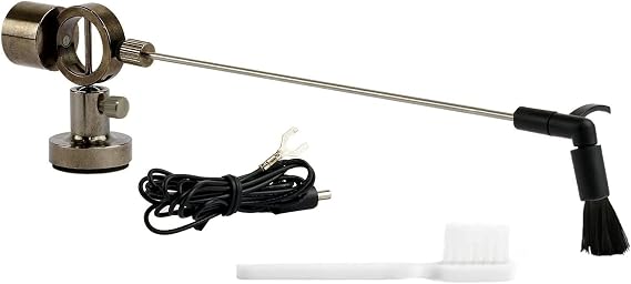 VCC Automated Vinyl Record LP Cleaning Arm Adjustable Anti-Static Carbon-Fiber Brush W/Grounding Wire & Stylus Brush CF-VRCA