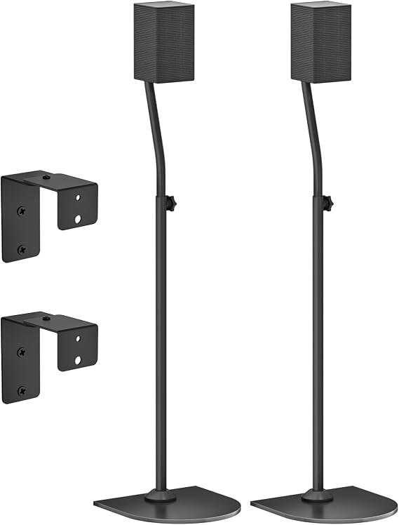 Speaker Stands Pair for Samsung HW-Q990H/Q990F/Q990D/Q930H/Q930F With Wall Mount– Height Adjustable from 33" to 42" for Samsung Rear Speaker Stand, Built-In Cable Management & Anti-Slip Pads