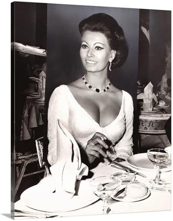 Sophia Loren At Dinner Photo REPRINT RP - Photo Art Print by PHOTOOH! (8 x 10 GLOSSY PRINT)