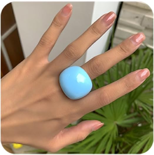 Rrdaily Cute Resin Ring for Women, Chunky Acrylic Plastic Rings Simple Aesthetic Jewelry Christmas Birthday Gifts