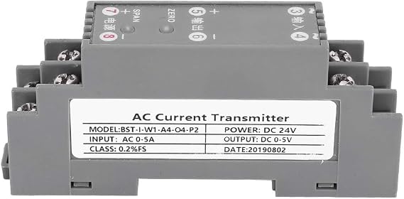 AC Current Transducer 0-5A to 0-5V Output | DIN Rail Mount AC Current Sensor for Energy Monitoring | 24V DC Powered with 0.2% Accuracy