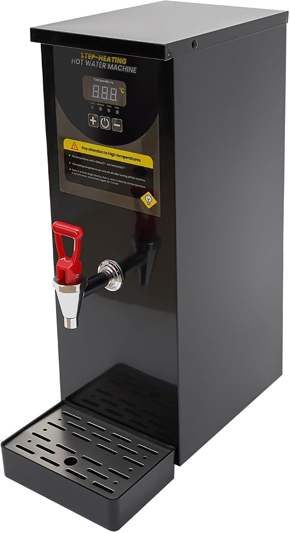8l/2.11gal Hot Water Dispenser Commercial Water Boiler 2000w 35l/H Fast Heating Step-Heating Hot Water Urn Electric Water Warmer With Inlet Pipe And Drip Tray for Coffee Tea Restaurant Office